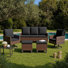 Ensemble de conversation modulaire en osier pour 5 personnes avec repose-pieds