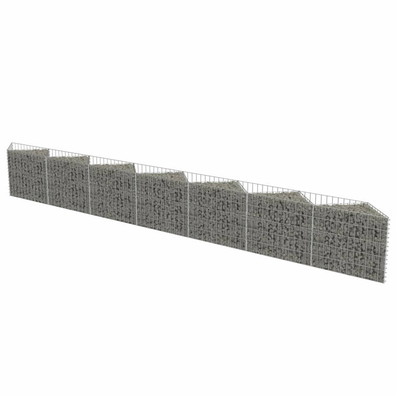 50cm H x 450cm W Silver Metal Gabion Wall