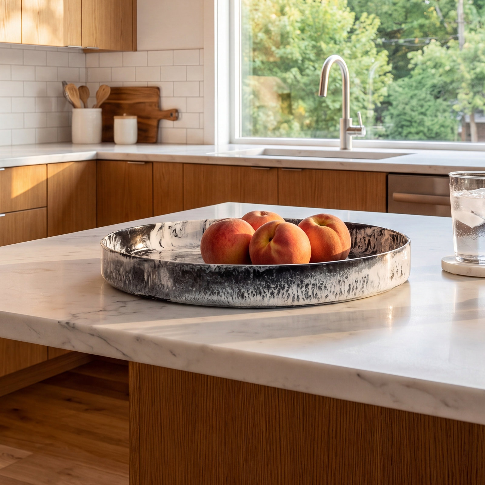 Lucente Black and White Oval Serving Bowl