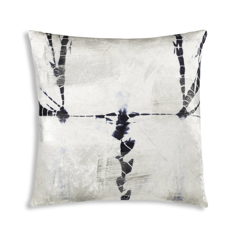 Embroidered Feather Reversible Throw Pillow