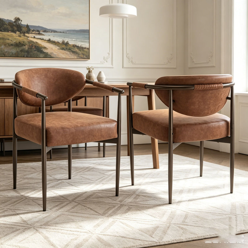 Ensemble de chaises de salle à manger moderne, Brun, café