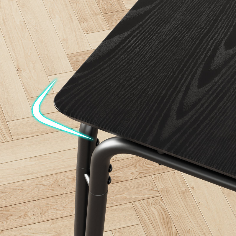 Ensemble de table et chaises de salle à manger moderne 3 pièces pour 2 personnes - Table carrée avec 2 chaises rembourrées - Mobilier gain de place pour appartement - Noir - Plateau en MDF robuste