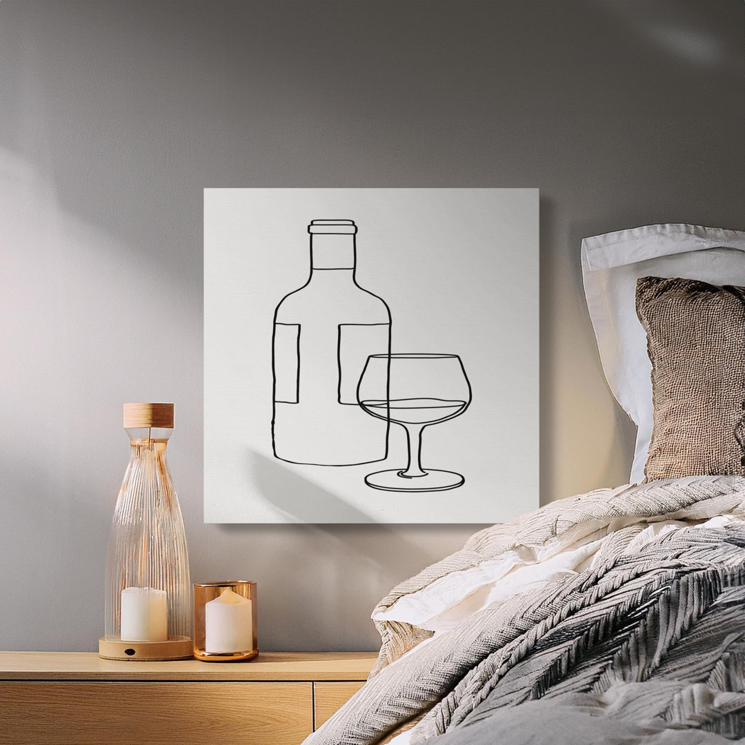 Wine Bottle Canvas Wall Art, Gallery Wrapped Print, Minimalist Bar Decor, Ready to Hang, Modern Kitchen Art, Archival Quality, Wine Lover