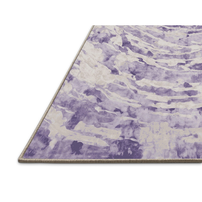 Tapis beige soyeux et moelleux, Rond 4 pi