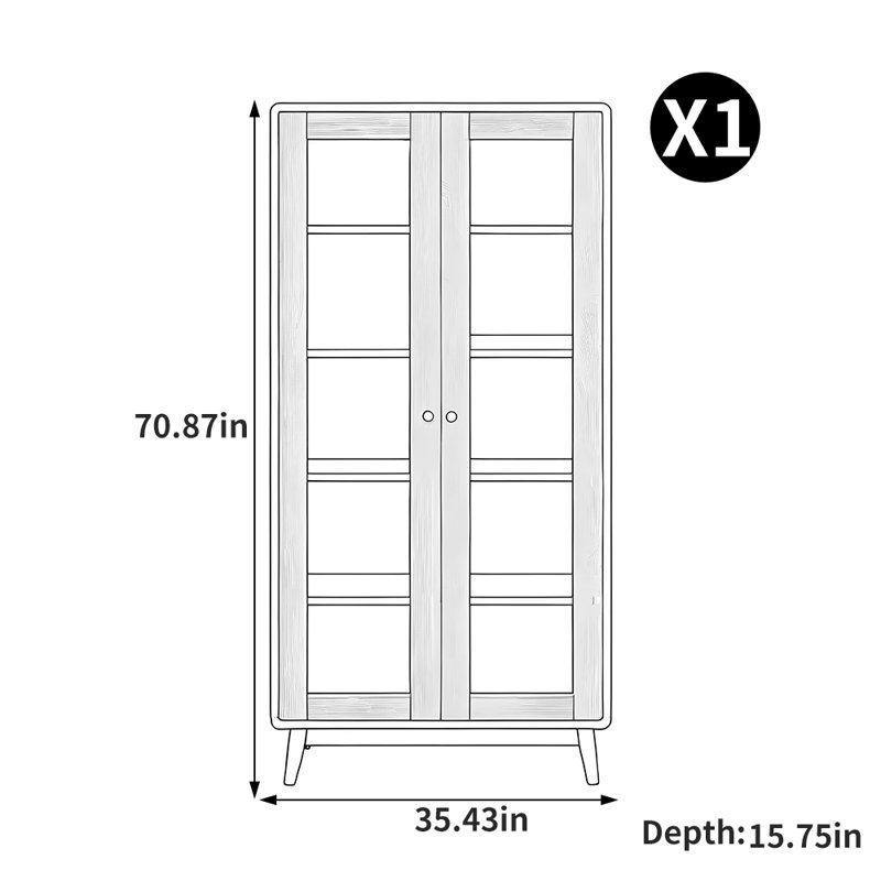 American style solid wood utility bookcase