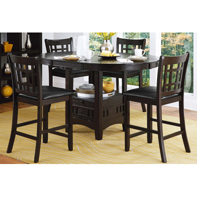 Traditional Design Counter Height Dining Set 5Pc Table W Extension Leaf And 4 Counter Height Chairs