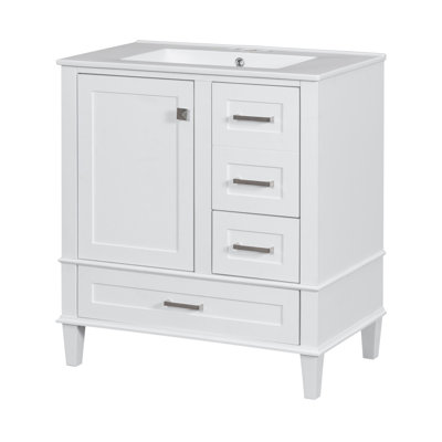 Ensemble de meuble-lavabo moderne avec meuble-lavabo, armoire de rangement avec porte et 3 tiroirs
