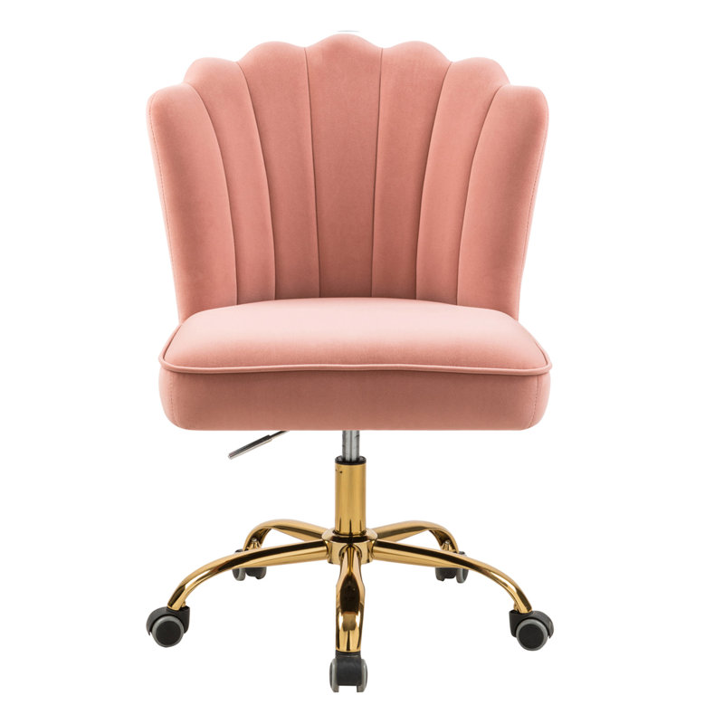 Velvet Office Chair, Gold, Pink