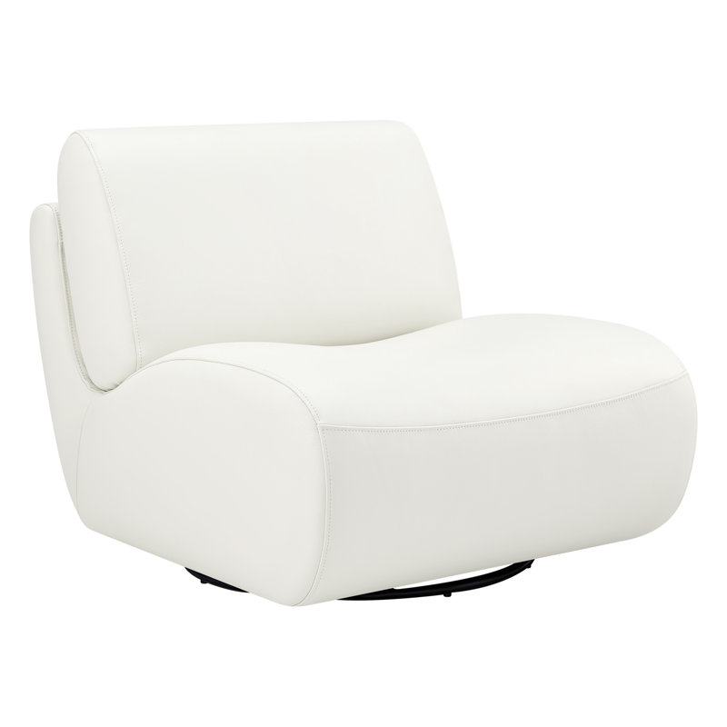 Fauteuil d'appoint pivotant 33 po Nita, Cuir véritable beige