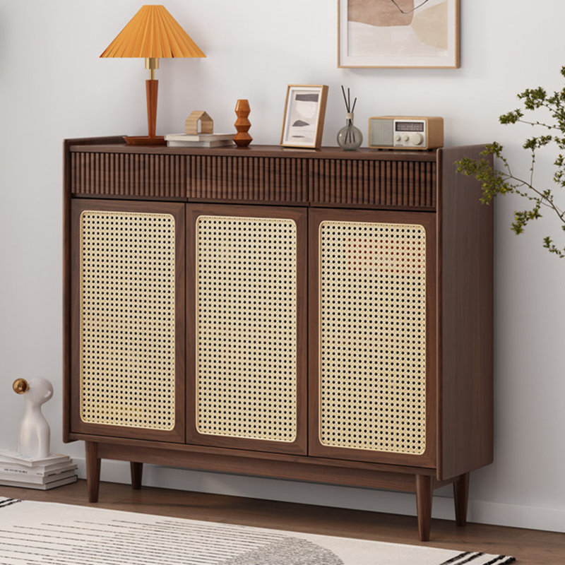 Nordic style simple luxurious storage shoe cabinet, Dark Brown Wood