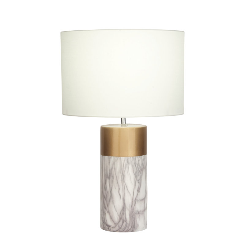 Lampe de table en céramique 24 po, Blanc / doré