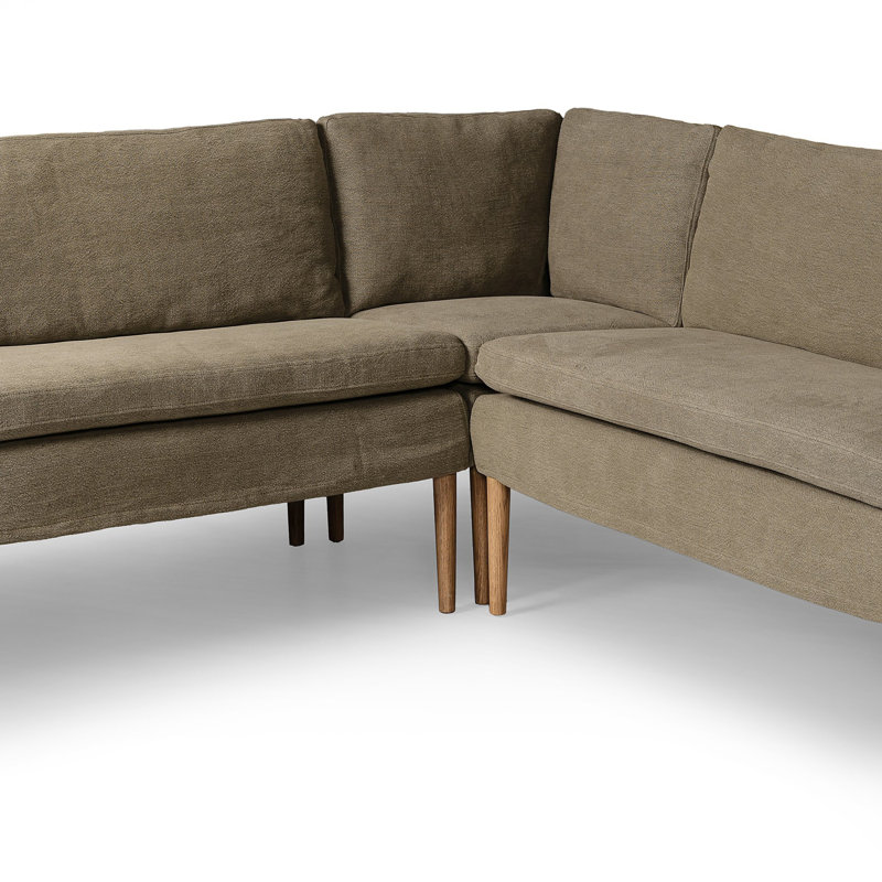 Aurelia 6-Piece Sectional, 34.5" H x 152" W x 75" D, Broadway Olive Linen