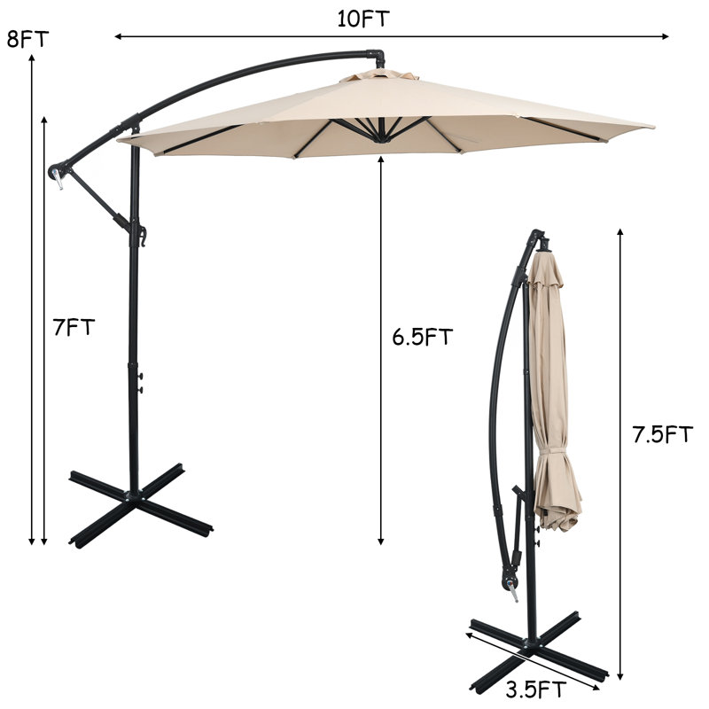 Parasol en porte-à-faux 120 po Rollinsville, Beige