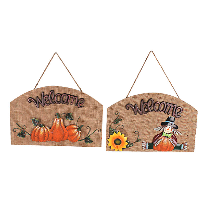 Ensemble de décoration murales à plaque automne en bois/lin 2 pièces