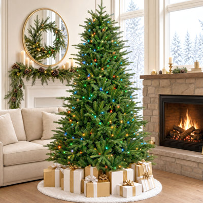 7Ft Pre-Lit Full Fir Artificial Christmas Tree – 460 Multi-Color RGB Lights With Remote Control