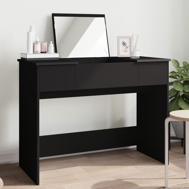 Peysley Dressing Table with Mirror, Black