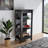 Finn Wood Cabinet With Glass Door in Black Finish, 47.13'' H X 23.43'' W X 15.62'' D