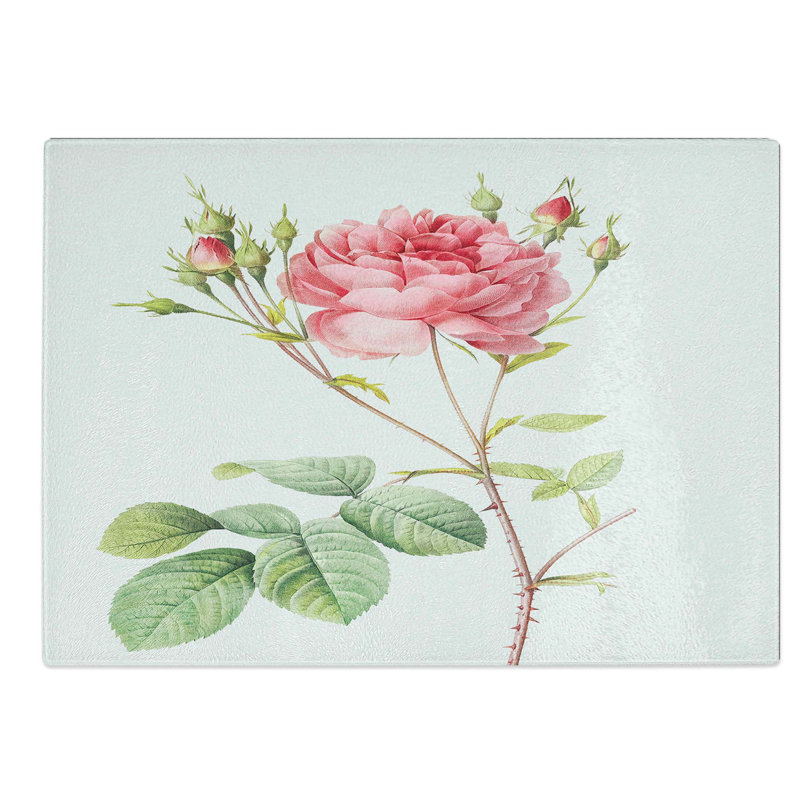 Tempered Glass Cumberland Rose Chopping Board, 39 cm W x 28.5 cm L
