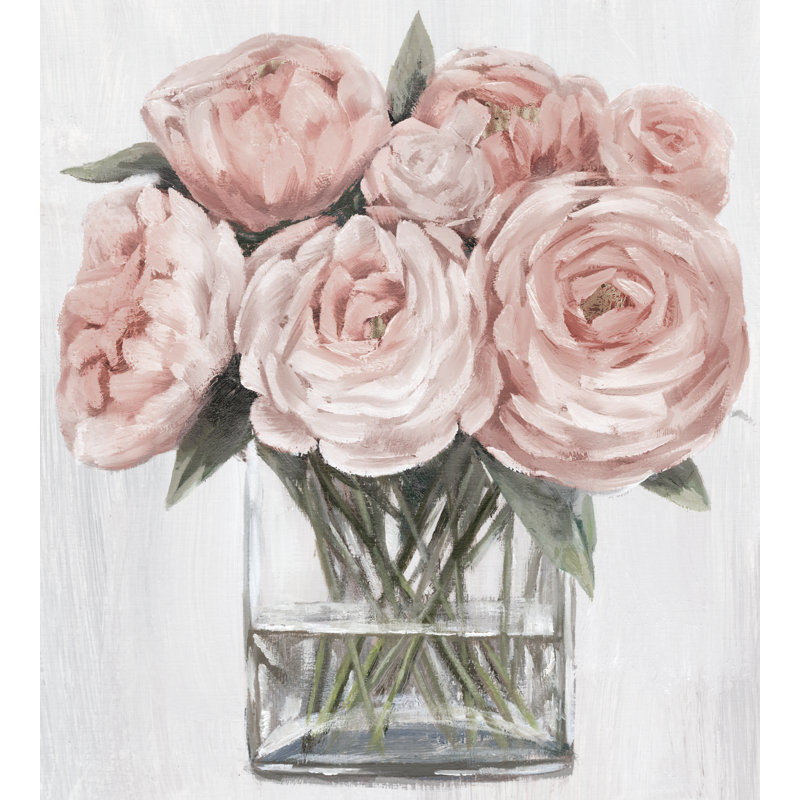 Fleurs roses par Inconnu, Toile avec cadre flottant noir, H 20 po x l 20 po, Pas de tapis