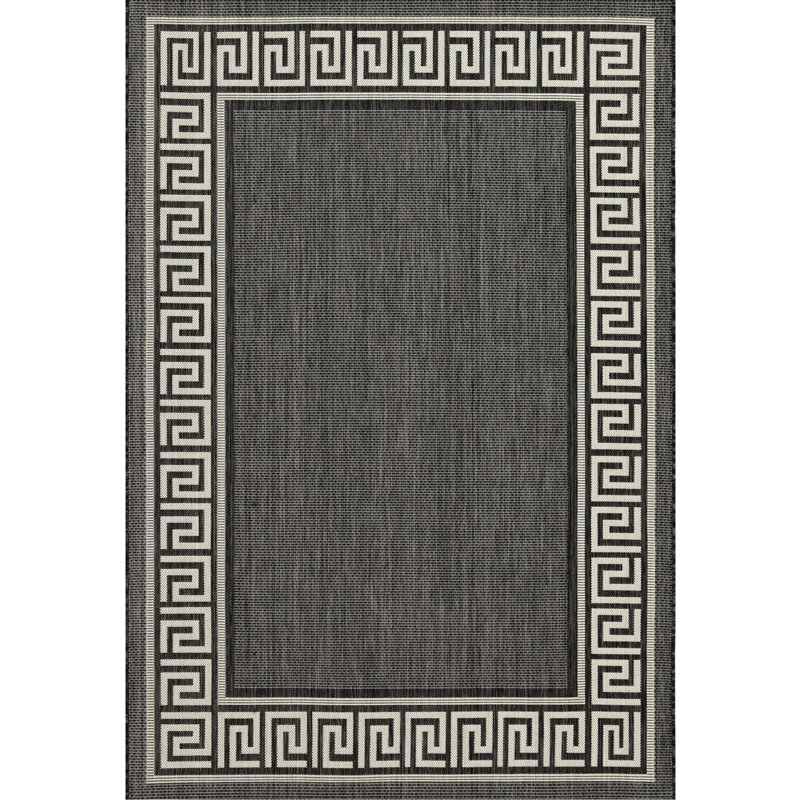 Sunshine Gchar2002 Anthracite Area Rug, 5.25 Ft. X 7.25 Ft., Indoor Outdoor, Border Design, Polypropylene , Stain , , Ideal For High Traffic Areas And Living Room 5 3 In. 7 Rug Gchar2002, &