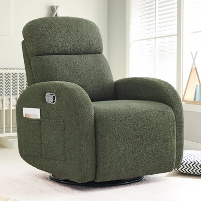 Delba 37"Modern Upholstered Manual Swivel Rocker Glider Recliner Nursery Chair