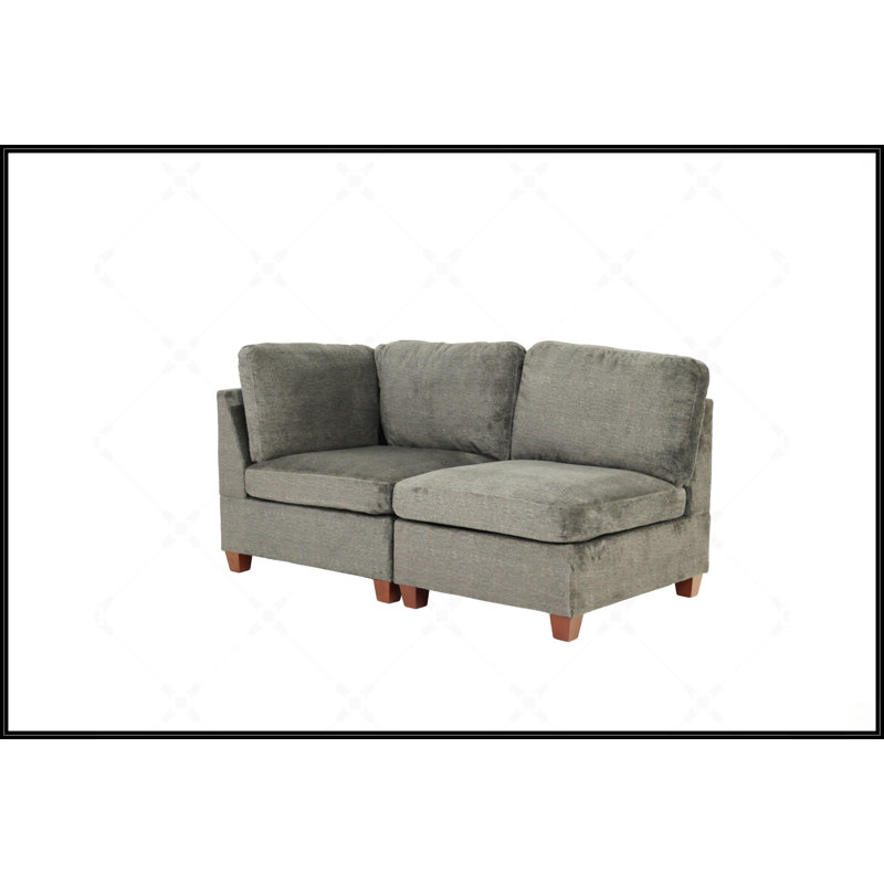 Ensemble de canapé modulaire en tissu chenille gris avec chaises polyvalentes en coin et sans accoudoirs pour des sièges flexibles