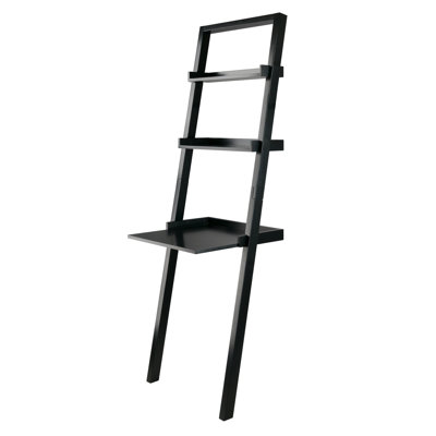Bellamy Leaning Desk with 2 Shelves, Black by Ebern Designs