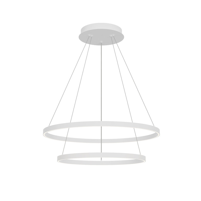 Cerchio Dimmable LED Wagon Wheel Chandelier, White, 1.375" H x 31.5" W x 31.5" D