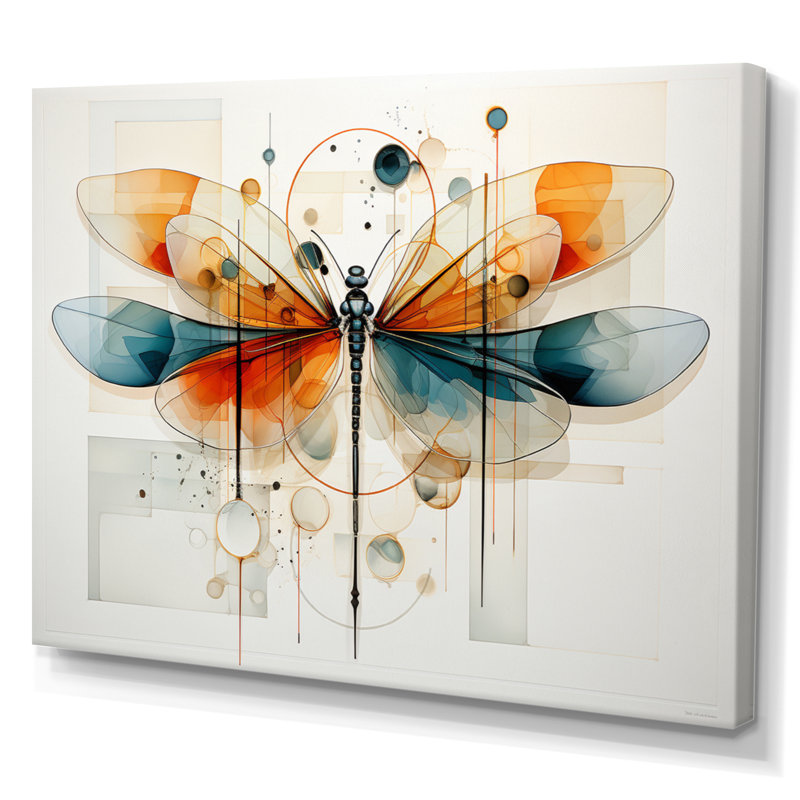 «Teal Dragonfly Ethereal Flight Geometric II», reproduction sur toile, Toile tendue, H 12 po x l 20 po x P 1 po