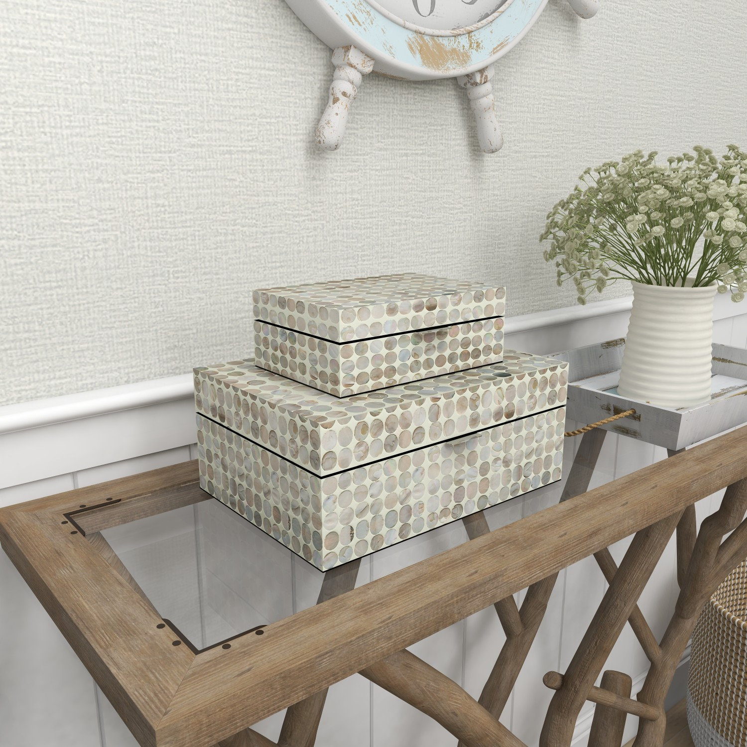 Juliette Mother of Pearl Box Set, Brown/Gray