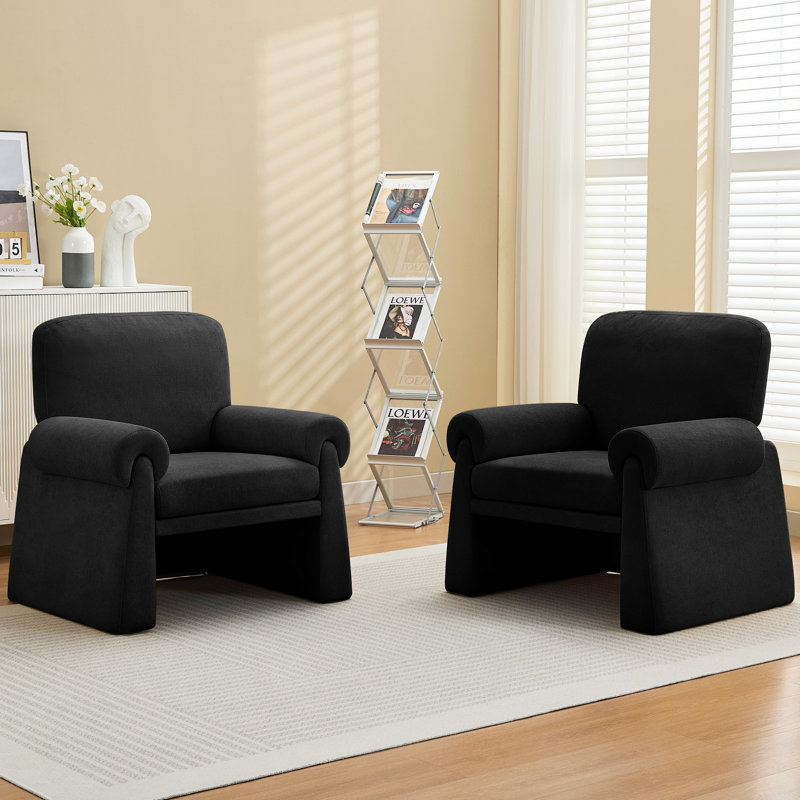 Chaise d'appoint rembourrée avec coussin amovible et accoudoirs amovibles, Black