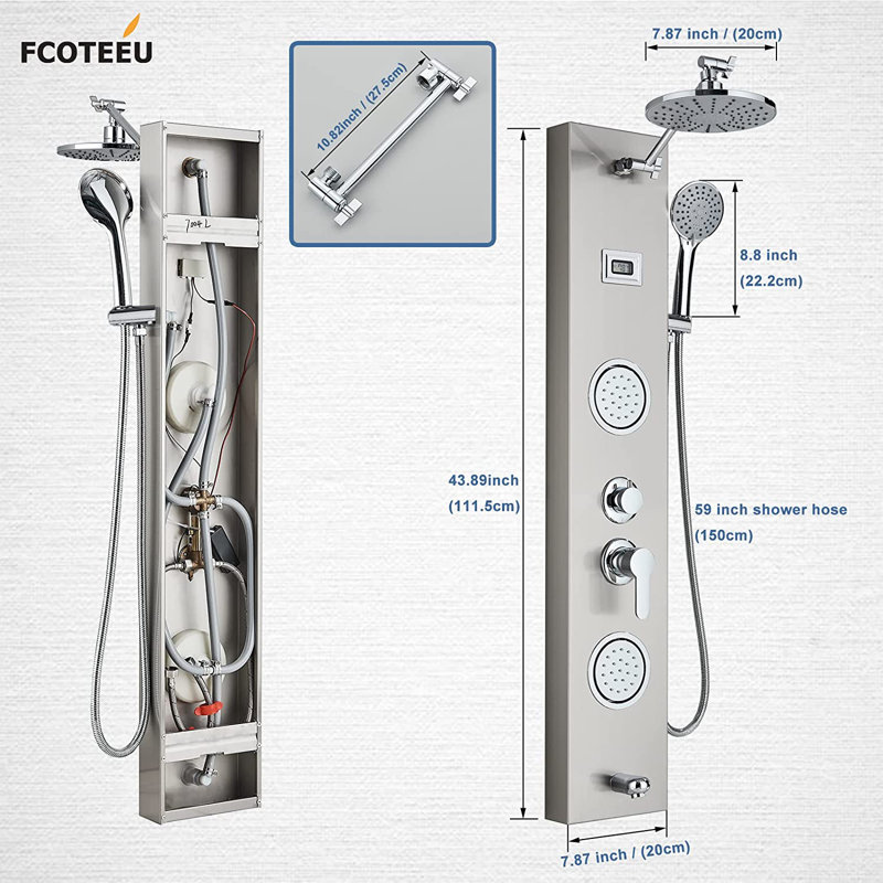 10'' Shower Panel with Adjustable Shower Head