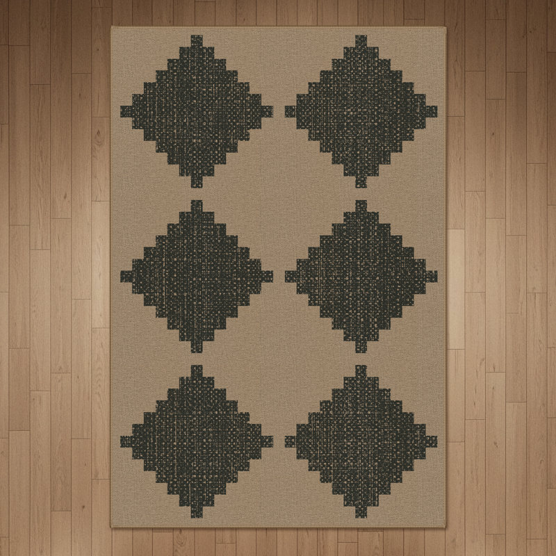 Tapis extérieur lavable à la machine, tapis antidérapant à losanges, Rectangulaire 8 pi x 10 pi