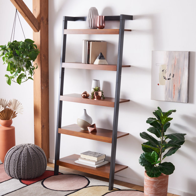 Alexzander Ladder Bookcase, Black, 72.44'' H x 31.49'' W