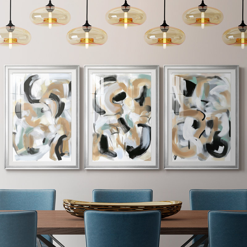 ABSTRACT Series DCCXCII  -Custom Framed  Premium Print W Matt - 3 Pieces, 21" H x 30" W
