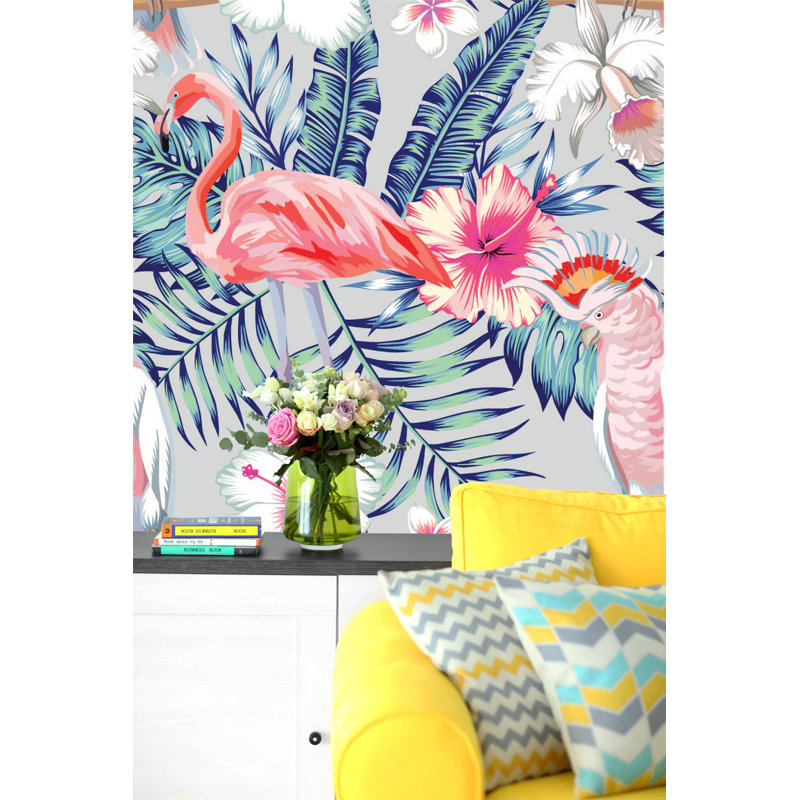 Murale flamant rose amovible Aenwood, L 8,33 pi x l 25 po
