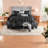 Elegant Black Polyester Bedding Set, Tufted Cal King 7-piece For Home