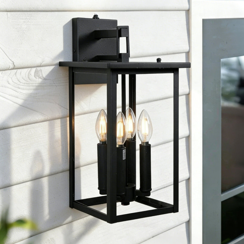 Droagh 4-Light 17.3'' H Outdoor Iron Wall Lantern with Dusk to Dawn Sensor