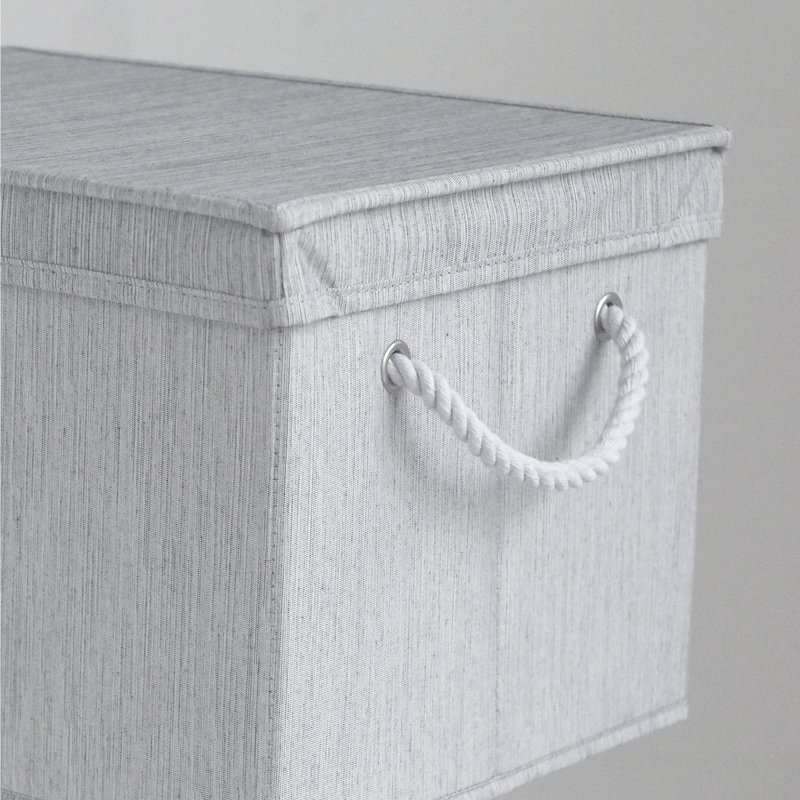 Bac de rangement pliable pour organisation avec couvercle, argile, 34 L, paquet de 2, Gris