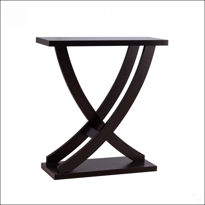 Modern Console Table With Curved Intersecting Legs And Spacious Top In Distressed Grey, Espresso