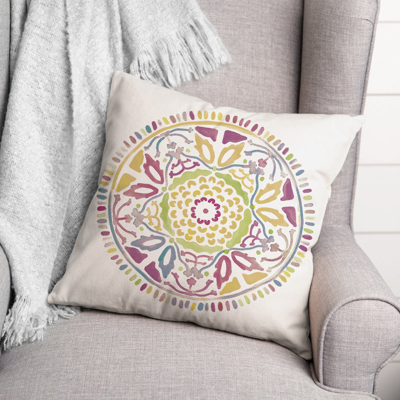 Housse et insert de coussin extérieur d'extérieur, Vert/mauve, Floral 3