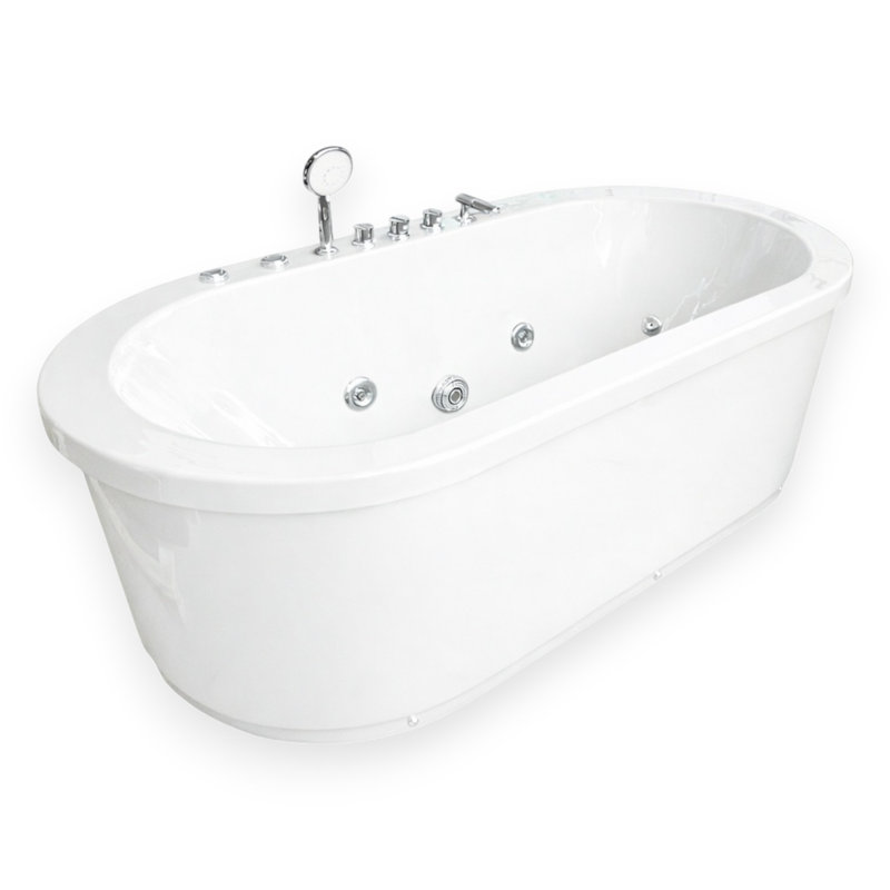 Baignoire tourbillon autoportante blanche 73 po avec jets d'air et d'eau Rio