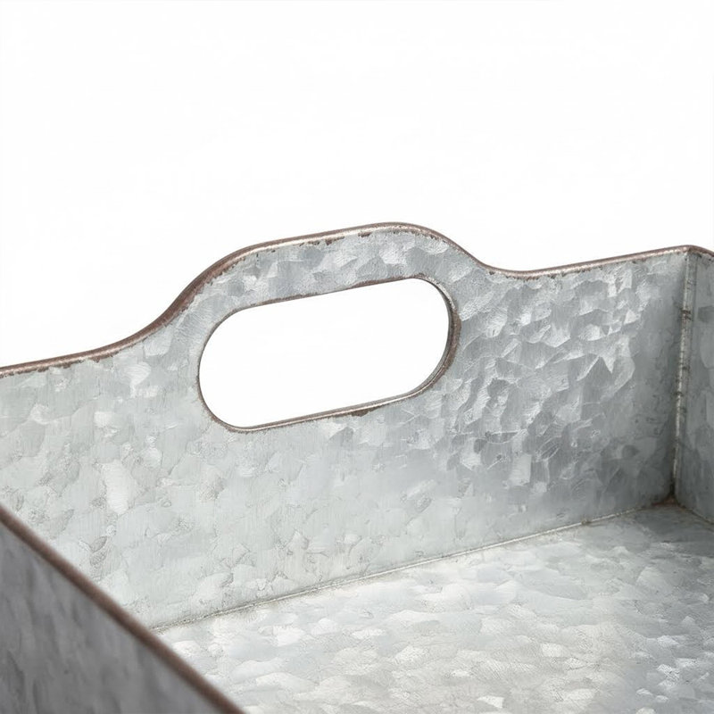 Ensemble de plateaux décoratifs gris en métal avec poignée, plateaux emboîtables en métal gris