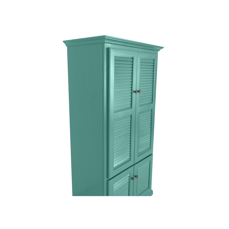 Très grand garde-manger en bois massif avec portes à volets, Fiesta turquoise