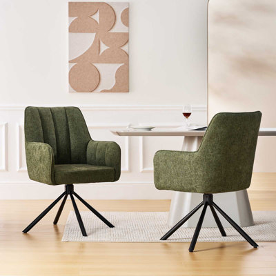 360°Swivel Fabric 1Er Set Dining Chair With Metal Legs,Upholstered Accent Tub Armchair,Green