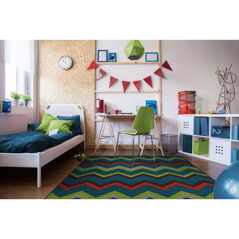 Sonic Chevron Tufted Tropics Area Rug, Rectangle 5'4" x 7'8"