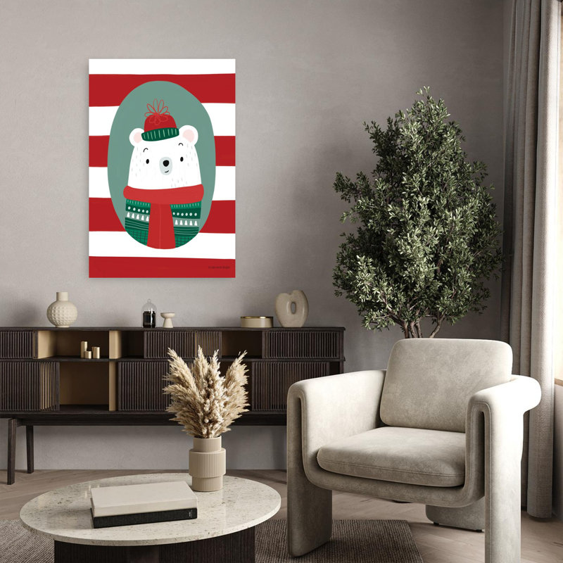 Ours polaire abstrait contemporain fantaisiste, H 36 po x l 24 po