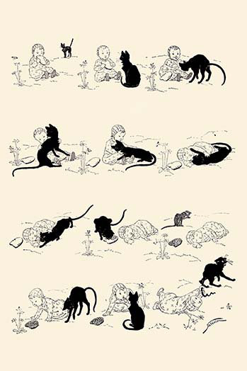 «Cat and Baby» par Theophile Steinlen, impression, H 36 po x l 24 po x P 1,5 po