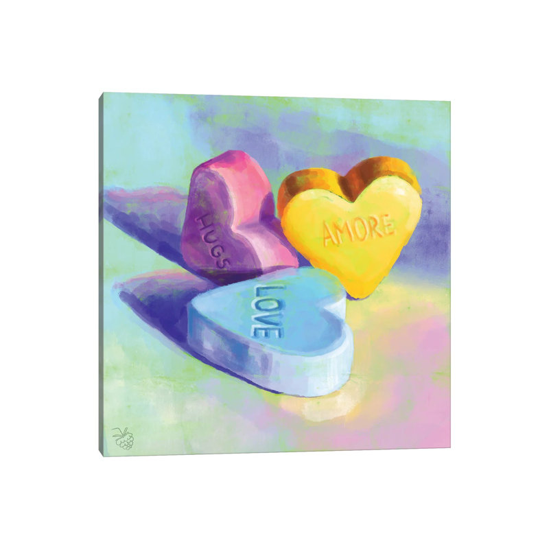 «Candy Hearts», reproduction d'art sur toile tendue, Toile tendue, Ne s’applique pas, H 18 po x l 18 po