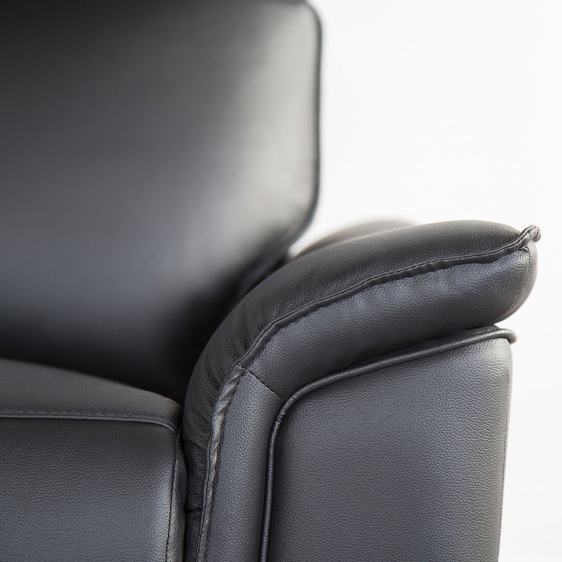 Black Transitional Recliner with Flared Padded Arms for Main Living Area, Black